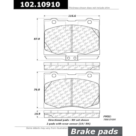 Centric Parts METALLIC BRAKE PAD W/SHIMS 102.1091